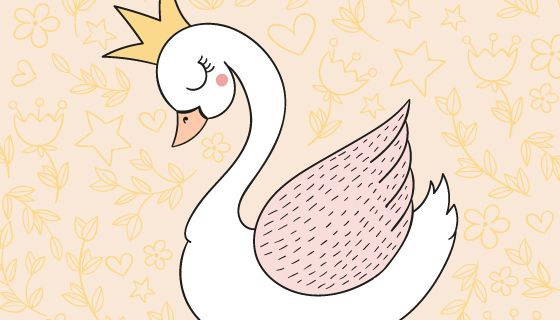 可爱的天鹅公主矢量素材(AI/EPS)