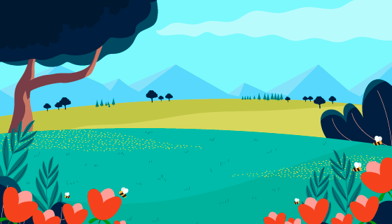 多彩的春天景色矢量素材(AI/EPS)