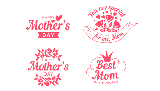 爱心花朵设计母亲节标签矢量素材(AI/EPS/PNG)