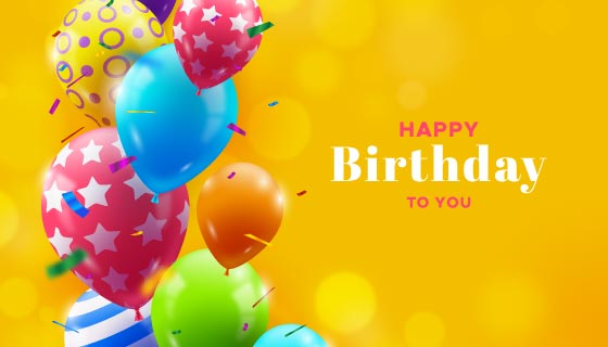 多彩气球设计生日快乐背景矢量素材(AI/EPS)