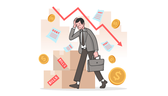 因股市暴跌而破产的人矢量素材(AI/EPS/PNG)