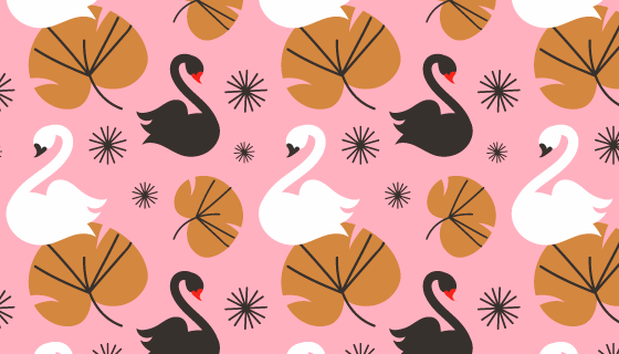 天鹅和叶子图案背景矢量素材(AI/EPS)