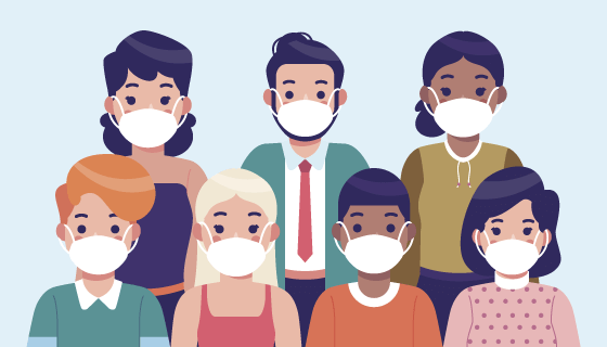 带着口罩的人们矢量素材(AI/EPS/PNG)