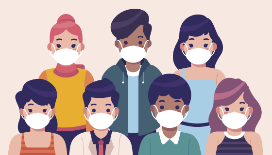 带着口罩的人们矢量素材(AI/EPS)