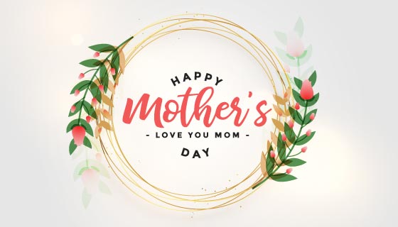 漂亮花环设计母亲节快乐卡片矢量素材(EPS)