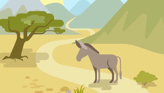 扁平风格自然景色和动物矢量素材(EPS)