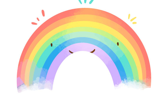 水彩风格的彩虹矢量素材(AI/EPS)