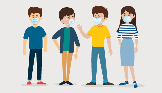 带着口罩的人矢量素材(AI/EPS/PNG)