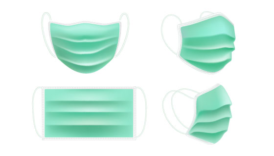 逼真的一次性医用口罩矢量素材(AI/EPS/PNG)