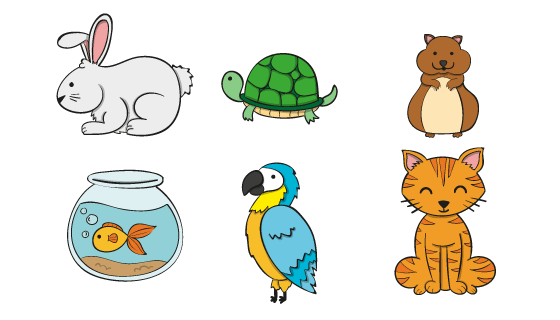 六种不同的动物矢量素材(AI/EPS/PNG)