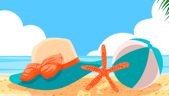 夏天海滩大海视角矢量素材(AI/EPS)