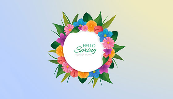 手绘春天花卉矢量素材(EPS/AI)