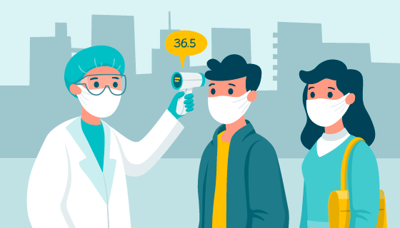 医生给人们测量体温矢量素材(AI/EPS)