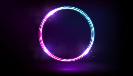 紫色蓝色霓虹灯光圈矢量素材(AI/EPS)