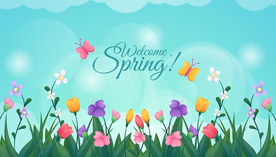 手绘春天背景矢量素材(EPS/AI)