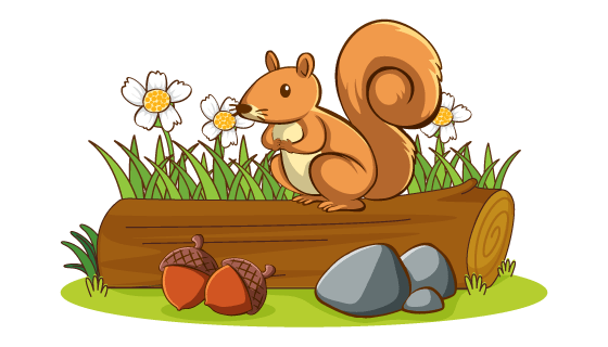 树桩上可爱的松鼠矢量素材(EPS/PNG)