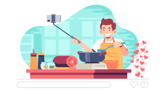 直播做菜的男子矢量素材(AI/EPS)