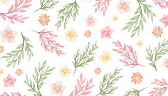 水彩风格花朵叶子背景矢量素材(AI/EPS/PNG)