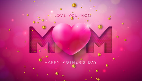 粉色爱心设计母亲节快乐卡片矢量素材(EPS)