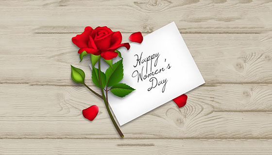妇女节玫瑰花信件背景矢量素材(EPS/AI)