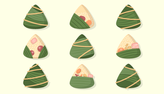 手绘美味端午节粽子矢量素材(AI/EPS/PNG)