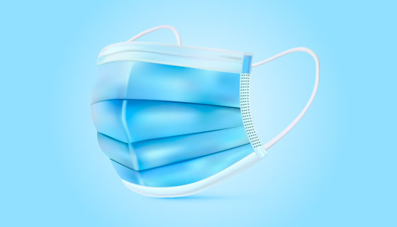 逼真的蓝色医用口罩矢量素材(AI/EPS/PNG)
