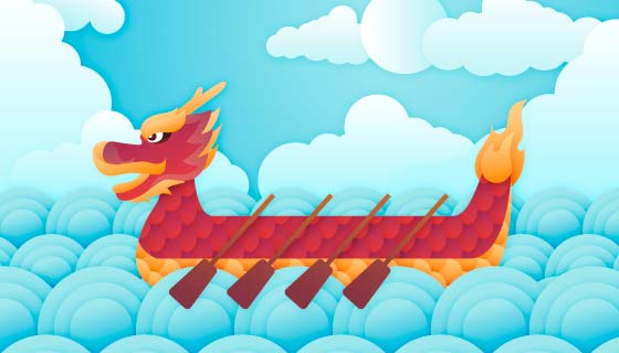 创意风格火红的龙舟矢量素材(AI/EPS)