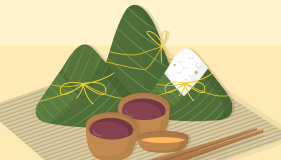 美味的端午节粽子和香茶矢量素材(AI/EPS)