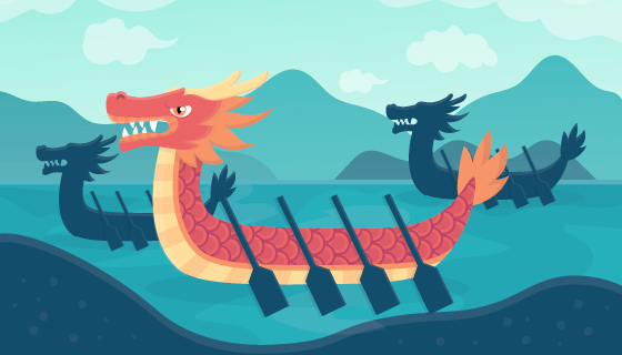 龙舟设计端午节背景壁纸矢量素材(AI/EPS)