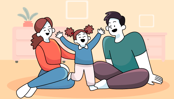 一家人在一起享受时光矢量素材(AI/EPS)