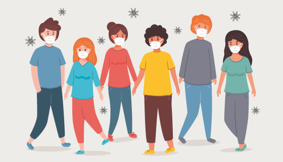 带口罩的人们矢量素材(AI/EPS)