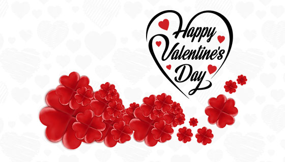 创意情人节快乐爱心和花朵矢量素材(EPS/PNG)