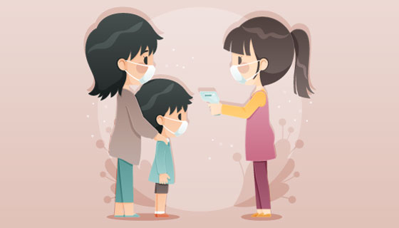 正在测量体温的人们矢量素材(AI/EPS)