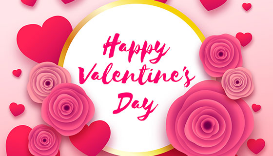 爱心花朵情人节快乐矢量素材(EPS/AI)