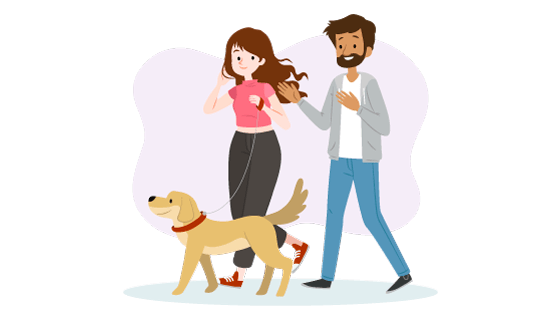 一起遛狗的夫妻矢量素材(AI/EPS/PNG)