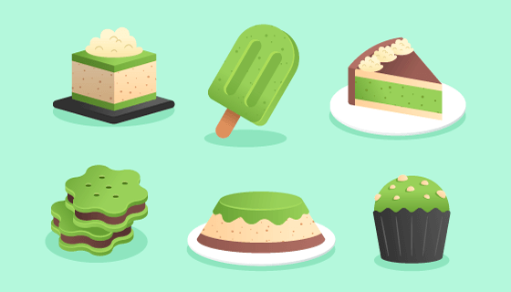 绿色的美味甜点矢量素材(AI/EPS/PNG)