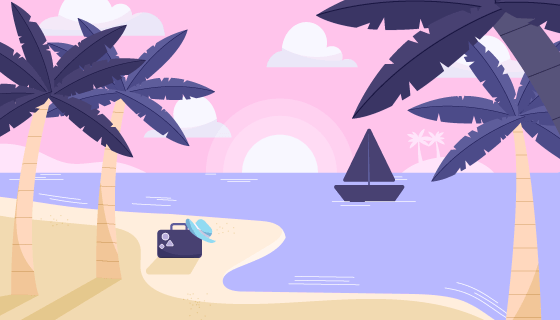 扁平清新的夏天背景矢量素材(AI/EPS)