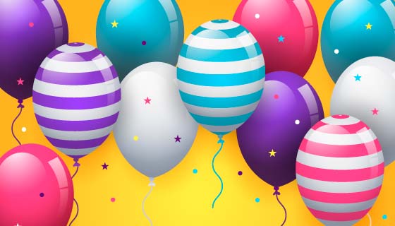 多彩气球设计生日快乐背景矢量素材(AI/EPS)