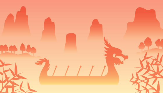 端午节龙舟剪影矢量素材(AI/EPS)