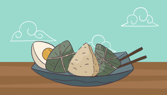 手绘风格端午节粽子矢量素材(AI/EPS)