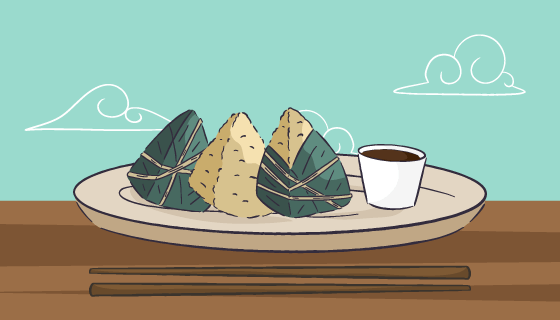 手绘风格端午节粽子矢量素材(AI/EPS)