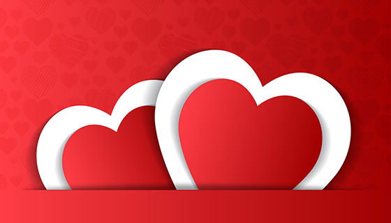 红色爱心情人节卡片矢量素材(EPS/PNG)