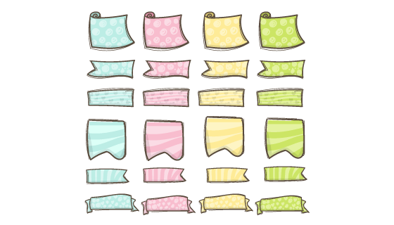 可爱的丝带集合矢量素材(EPS/PNG)