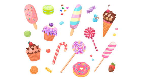 各种各样的甜点甜品矢量素材(EPS/PNG)