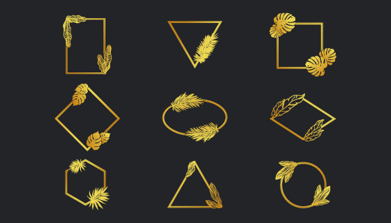 不同形状的金色边框矢量素材(EPS/PNG)