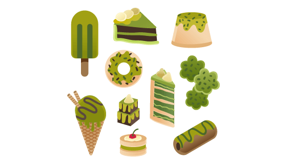 美味的抹茶甜点矢量素材(AI/EPS/PNG)
