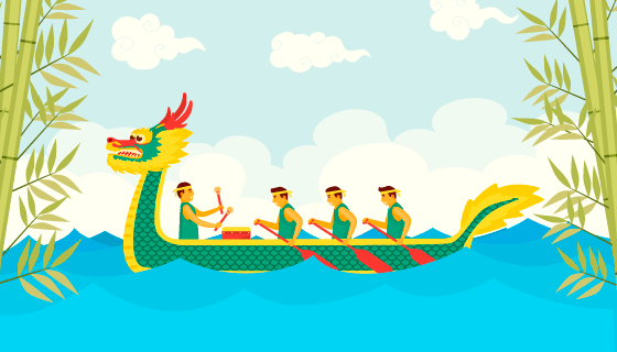 赛龙舟端午节背景/壁纸矢量素材(AI/EPS)