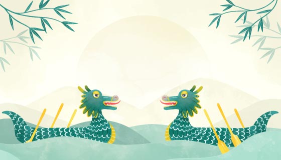 对视的龙舟端午节背景/壁纸矢量素材(AI/EPS)