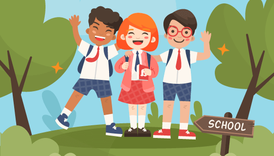 开心返校的学生们矢量素材(AI/EPS)