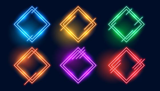 多彩菱形霓虹灯边框矢量素材(EPS)